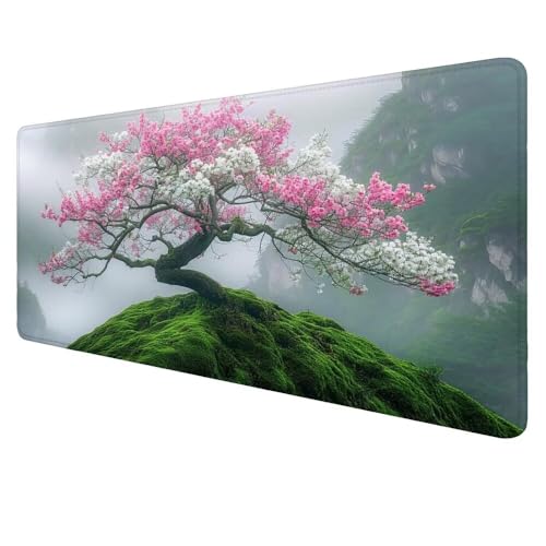 Mauspad XXL Rosa Mousepad 1500x800x3mm Gaming Mauspad Baum Schreibtischunterlag, Mauspad Groß, Wasserdicht Mouse Pad, rutschfeste Gummibasis Mauspad Gaming, für Home-Office Geschenke für Frauen D-8 von Dnnufagg