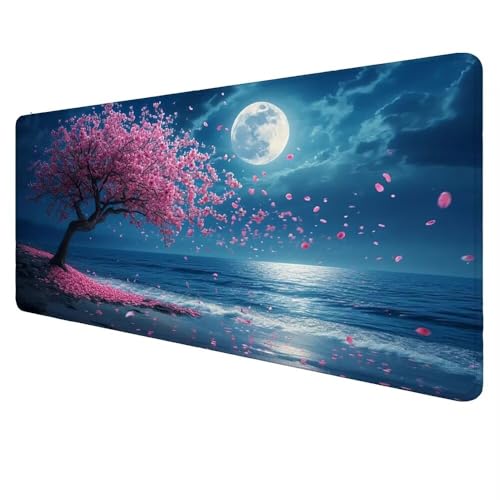 Mauspad XXL Rosa Mousepad 1500x800x3mm Gaming Mauspad Kirschblüten Schreibtischunterlag, Mauspad Groß Wasserdicht Mouse Pad Rutschfeste Gummibasis Mauspad Gaming, Home-Office Geschenke für Frauen D-14 von Dnnufagg