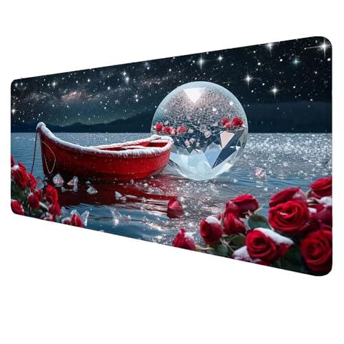 Mauspad XXL Sternenhimmel Mousepad 700x300x3mm Gaming Mauspad Boot Schreibtischunterlag, Mauspad Groß Wasserdicht Mouse Pad Rutschfeste Gummibasis Mauspad Gaming Home-Office Geschenke für Frauen D-482 von Dnnufagg