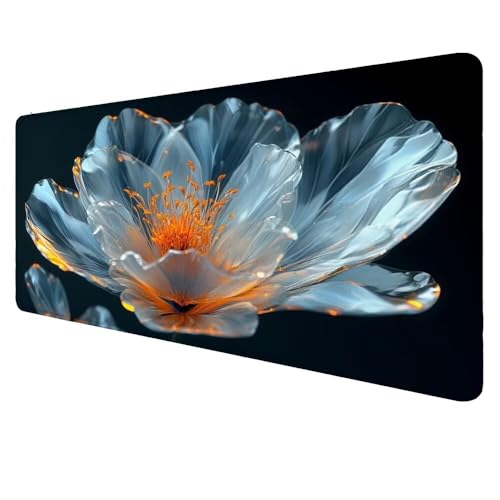 Mauspad XXL Weiß Mousepad 600x300x3mm Gaming Mauspad Blume Schreibtischunterlag, Mauspad Groß, Wasserdicht Mouse Pad, rutschfeste Gummibasis Mauspad Gaming, für Home-Office Geschenke für Frauen D-534 von Dnnufagg