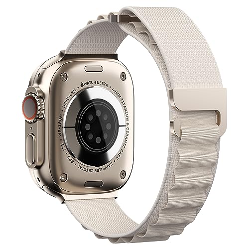 Doando Kompatibel mit Apple Watch Armband Series 9 Ultra 2 SE Ultra 8 7 6 5 4 3 2 1,42mm 44mm 45mm 49mm,Verstellbares Unisex-Nylon-Geflecht-Apple Watch Armband,Sternenlicht-M von Doando