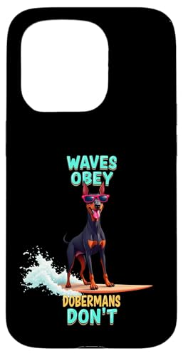 Cooler Dobermann Pinscher Surfhund Hülle für iPhone 15 Pro von Doberman Pinscher Fun Designs