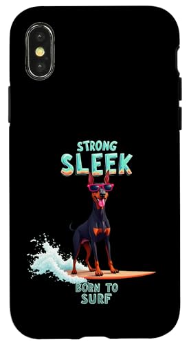 Cooler Dobermann Pinscher Surfhund Hülle für iPhone X/XS von Doberman Pinscher Fun Designs