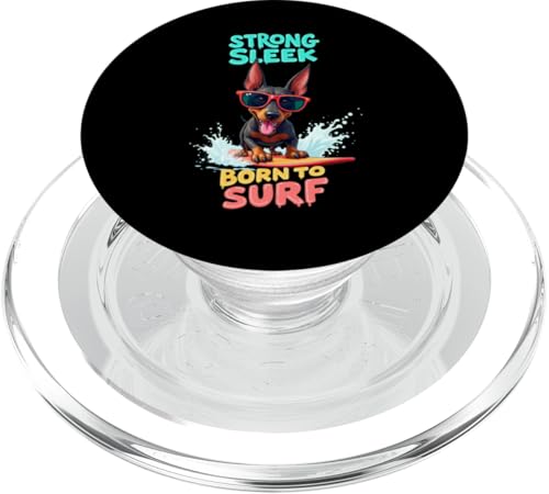 Cooler Dobermann Pinscher Surfhund PopSockets PopGrip für MagSafe von Doberman Pinscher Fun Designs