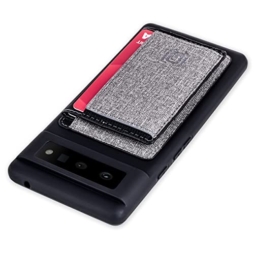 Dockem Brieftasche mit Klappe für Pixel 6 mit flüssiger Silikonhülle, herausnehmbarer Kartenaufbewahrung und integrierter Metallplatte zur magnetischen Befestigung: Luxe M2T (Schwarz und Grau) von Dockem
