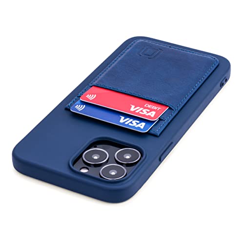 Dockem-Brieftaschen-Etui für das iPhone 13 Pro Max mit Flüssigsilikonhülle, Integrierter Metallplatte für Magnetische Befestigung und Zwei Kreditkartenfächern (Exec M2T, 6,7 Zoll, Navy Blau) von Dockem