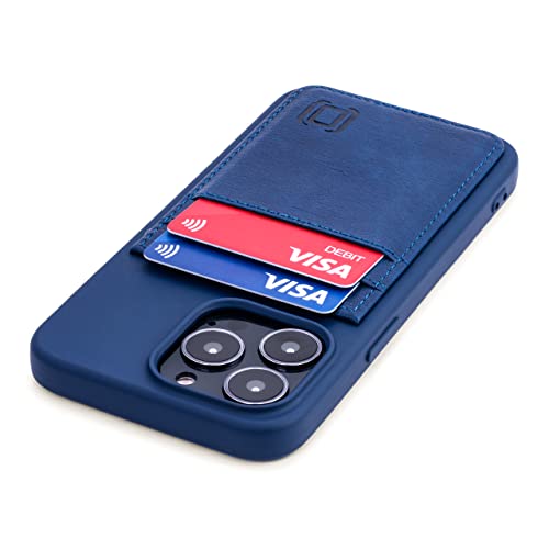 Dockem-Brieftaschen-Etui für das iPhone 13 Pro mit Flüssigsilikonhülle, Integrierter Metallplatte für Magnetische Befestigung und Zwei Kreditkartenfächern (Exec M2T, 6,1 Zoll Pro, Navy Blau) von Dockem