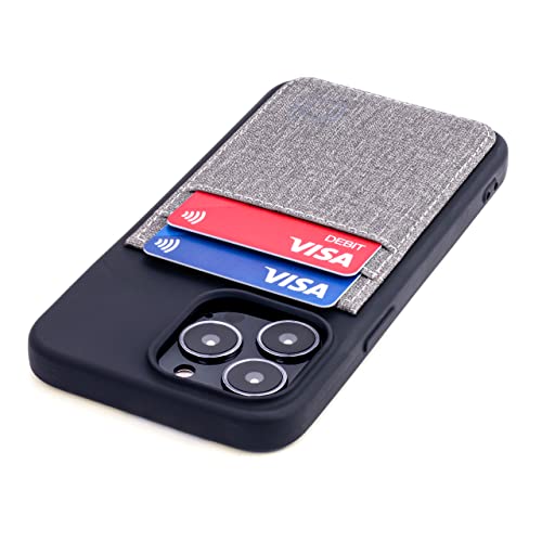 Dockem-Brieftaschen-Etui für das iPhone 13 Pro mit Flüssigsilikonhülle, Integrierter Metallplatte für Magnetische Befestigung und Zwei Kreditkartenfächern (Luxe M2T, 6,1 Zoll Pro, Schwarz und Grau) von Dockem