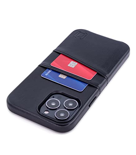 Dockem Brieftaschen-Etui für iPhone 13 Pro Max mit integrierter Metallplatte für magnetische Befestigung und 2 Kreditkartenfächern: hochwertiges Synthetikleder (6,7" Exec M2, Schwarz) von Dockem