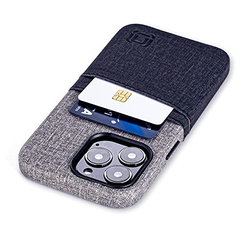 Dockem Brieftaschen-Etui für iPhone 13 Pro mit integrierter Metallplatte für magnetische Befestigung und 2 Kreditkartenfächern: Kunstleder (6,1" iPhone 13 Pro, Luxe M2, Schwarz und Grau) von Dockem