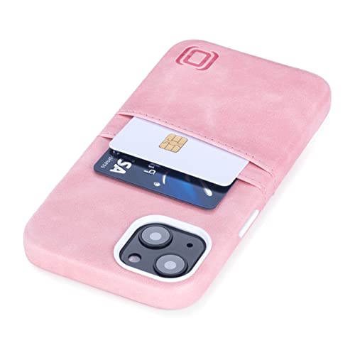 Dockem Brieftaschen-Etui für iPhone 13 mit integrierter Metallplatte für magnetische Befestigung und 2 Kreditkartenfächern: hochwertiges Synthetikleder (6,1" iPhone 13, Exec M2, Rosa) von Dockem