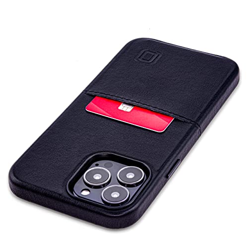 Dockem Brieftaschenhülle für iPhone 13 Pro Max mit integrierter Metallplatte für magnetische Befestigung und einem flachen Kreditkartenfach, Premium-Kunstleder (6,7" Exec M1, Schwarz) von Dockem