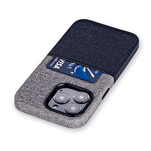 Dockem Brieftaschenhülle für iPhone 13 Pro mit integrierter Metallplatte für magnetische Befestigung und einem flachen Kreditkartenfach, Premium-Kunstleder (6,1" Luxe M1, Schwarz und Grau) von Dockem