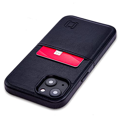 Dockem Brieftaschenhülle für iPhone 13 mit integrierter Metallplatte für magnetische Befestigung und einem flachen Kreditkartenfach, Premium-Kunstleder (6,1" Exec M1, Schwarz) von Dockem