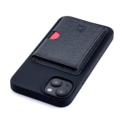 Dockem Flip-Kartenetui für iPhone 14 Plus mit herausnehmbarem minimalistischem Klappetui für 3-4 Karten & Metallplatte zur magnetischen Befestigung (Schwarz) von Dockem