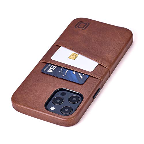Dockem iPhone 12 Pro Max Handyhülle mit Kartenfach: Wallet Handytasche mit Integrierter Metallplatte für Magnet-Halterung [Exec M2, Braun] von Dockem