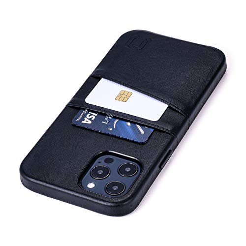Dockem iPhone 12 Pro Max Handyhülle mit Kartenfach: Wallet Handytasche mit Integrierter Metallplatte für Magnet-Halterung [Exec M2, Schwarz] von Dockem