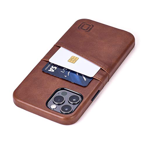 Dockem iPhone 12 und iPhone 12 Pro Handyhülle mit Kartenfach: Wallet Handytasche mit Integrierter Metallplatte für Magnet-Halterung [Exec M2, Braun] von Dockem