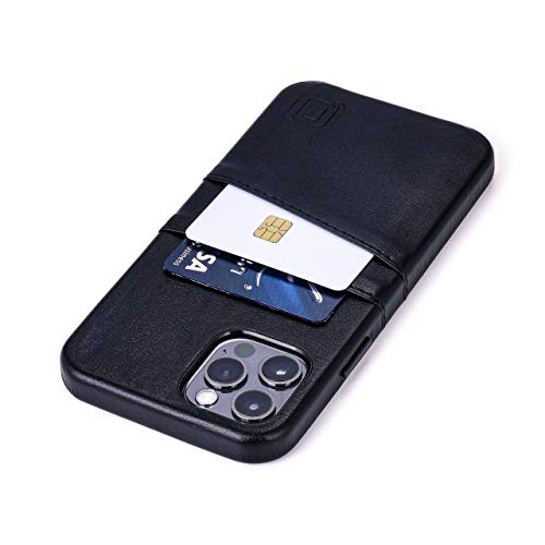 Dockem iPhone 12 und iPhone 12 Pro Handyhülle mit Kartenfach: Wallet Handytasche mit Integrierter Metallplatte für Magnet-Halterung [Exec M2, Schwarz] von Dockem