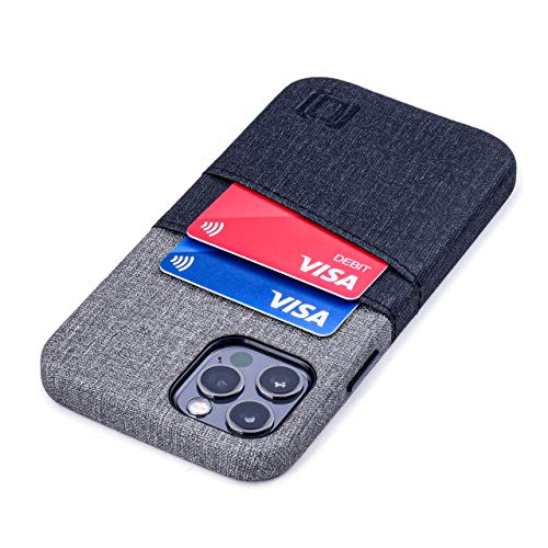 Dockem iPhone 12 und iPhone 12 Pro Handyhülle mit Kartenfach: Wallet Handytasche mit Integrierter Metallplatte für Magnet-Halterung [Luxe M2, Schwarz/Grau] von Dockem