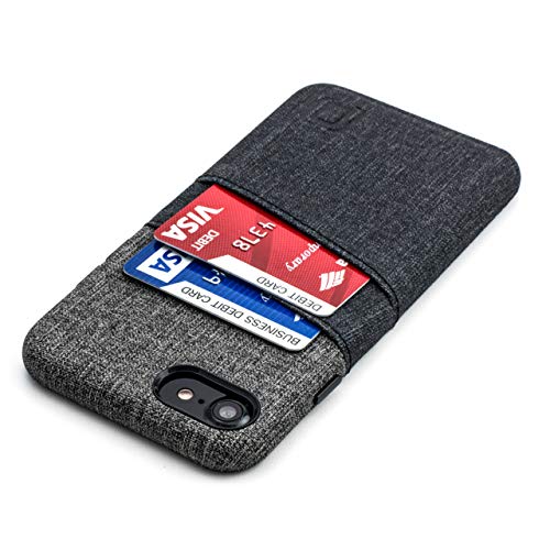 Dockem iPhone SE 3 (2022), SE 2 (2020), iPhone 8 & 7 Handyhülle mit Kartenfach: Wallet Handytasche mit Integrierter Metallplatte für Magnet-Halterung [5.2" Luxe M2, Schwarz/Grau] von Dockem