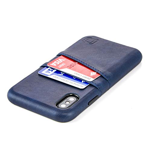 Dockem iPhone X/XS Handyhülle mit Kartenfach: Wallet Handytasche mit Integrierter Metallplatte für Magnet-Halterung [5.8" Exec M2, Blau] von Dockem
