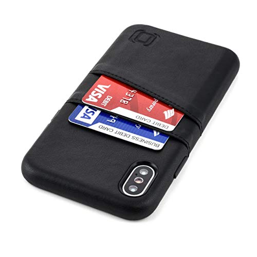 Dockem iPhone X/XS Handyhülle mit Kartenfach: Wallet Handytasche mit Integrierter Metallplatte für Magnet-Halterung [5.8" Exec M2, Schwarz] von Dockem