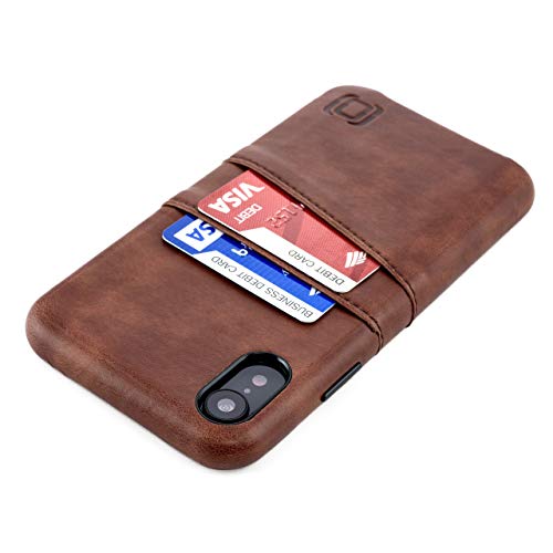 Dockem iPhone XR Handyhülle mit Kartenfach: Wallet Handytasche mit Integrierter Metallplatte für Magnet-Halterung [6.1" Exec M2, Braun] von Dockem