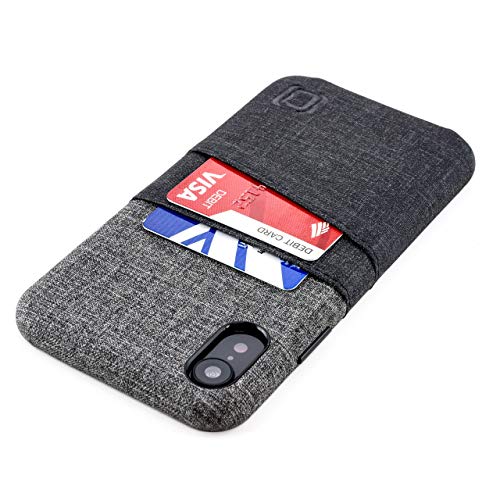 Dockem iPhone XR Handyhülle mit Kartenfach: Wallet Handytasche mit Integrierter Metallplatte für Magnet-Halterung [6.1" Luxe M2, Schwarz/Grau] von Dockem