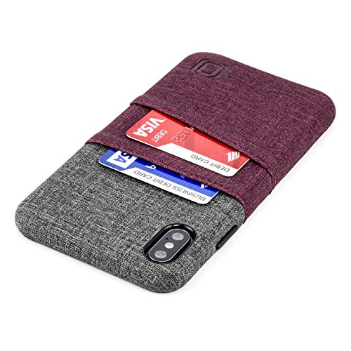 Dockem iPhone XS Max Handyhülle mit Kartenfach: Wallet Handytasche mit Integrierter Metallplatte für Magnet-Halterung [6.5" Luxe M2, Maroon/Grau] von Dockem