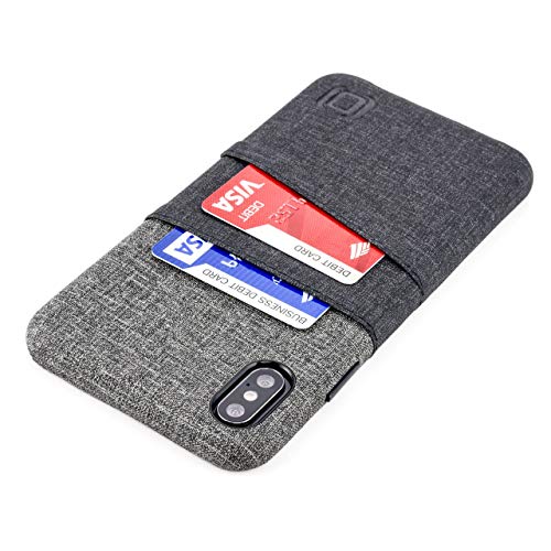 Dockem iPhone XS Max Handyhülle mit Kartenfach: Wallet Handytasche mit Integrierter Metallplatte für Magnet-Halterung [6.5" Luxe M2, Schwarz/Grau] von Dockem
