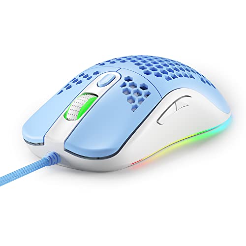 Docooler GM01 kabelgebundene USB-Gaming-Maus, ergonomische, leichte Maus, RGB-Hintergrundbeleuchtung, 6-Gang-DPI, ausgehöhltes Design, blau von Docooler