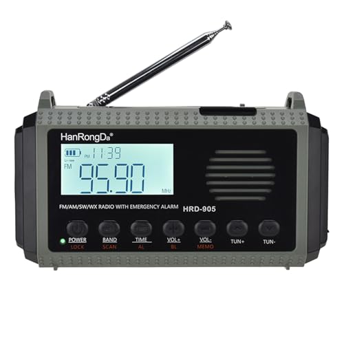 Docooler HRD-905 Allband-Radio AM FM SW WB Radio Outdoor-Notfallradio mit SOS-Alarm, Taschenlampe, Leselampe, solarbetriebene Handkurbel, Typ-C-Aufladung von Docooler