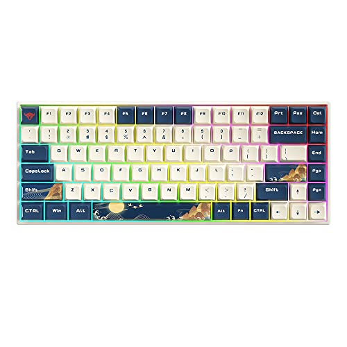 Docooler K84 Mechanische Tastatur mit 84 Tasten, DREI Modi, BT5.0 + 2,4 G + kabelgebundene Verbindung, PBT-Tastenkappen, blau (Gateron Silver Switches) von Docooler