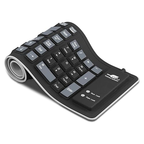 Docooler USB-Kabel-Silikontastatur, tragbare Faltbare Tastatur für Laptop-PC-Notebook, 103 Tasten, wasserdichte, staubdichte Rollup-Tastatur für das Home Office von Docooler