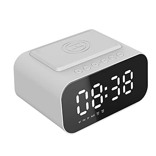 Docooler Uhr Desktop Speake Drahtlose BT5.0-Lautsprecher Drahtloses Ladegerät Wecker FM-Radio MP3-Player Unterstützt TF-Karte AUX-Eingang Freisprecheinrichtung mit Mikrofon-Digitalanzeige von Docooler