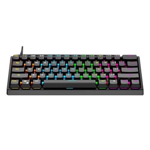 docooler Mechanische Tastatur 61-Tasten-Gaming-Tastatur Hochwertige blaue Schalter Robustes und kompaktes Design Verschiedene ergonomische Designs mit RGB-Hintergrundbeleuchtung von Docooler