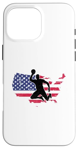 Hülle für iPhone 16 Pro Max Silhouette eines Völkerballspielers mit amerikanischer Flagge von Dodge Ball Dodgeball Player Gifts