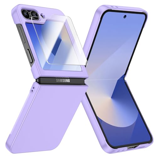 Doeshine für Samsung Galaxy Z Flip 6 Hülle Ultra Slim, Full Body Cover mit integriertem Bildschirmschutz, Lightweight Skin-Friendly, Hard PC Protective Cover für Z Flip 6(Lila) von Doeshine