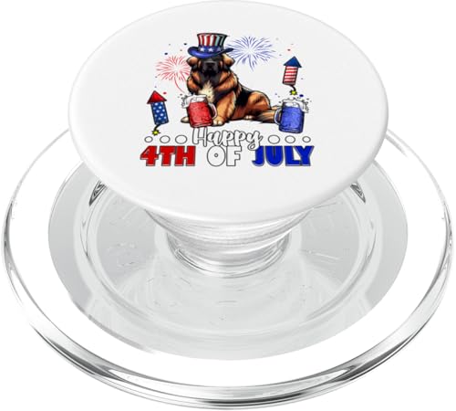 Leonberger Sonnenbrille "Happy 4th Of Juli" mit US-Flagge PopSockets PopGrip für MagSafe von Dog 4th Of July Costume