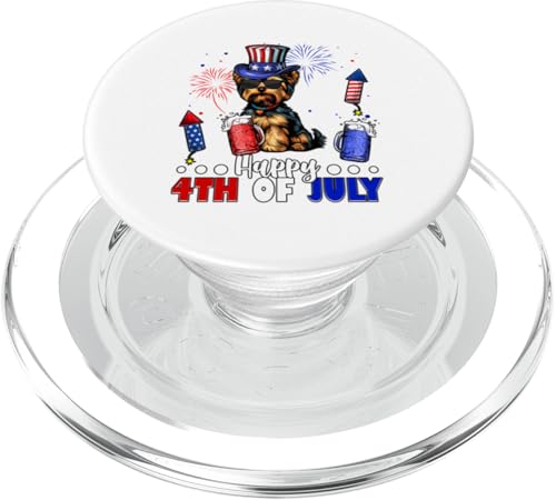 Sonnenbrille mit Aufschrift "Happy 4th Of Juli", Norwich Terrier, US-Flagge PopSockets PopGrip für MagSafe von Dog 4th Of July Costume