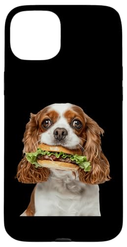 Hülle für iPhone 15 Plus Cavalier King Charles Spaniel Burger von Dog Burger Design