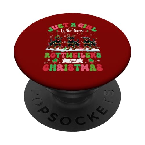 A Girl Loves Rottweilers And Christmas Three Santa Dogs PopSockets Klebender PopGrip von Dog Christmas Costume