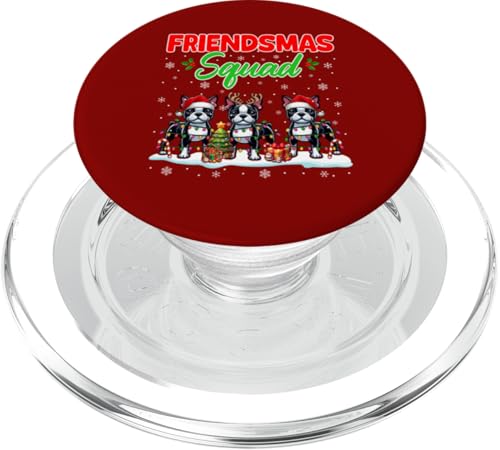 Friends Squad Christmas Three Santa Reindeer Boston Terriers PopSockets PopGrip für MagSafe von Dog Christmas Costume