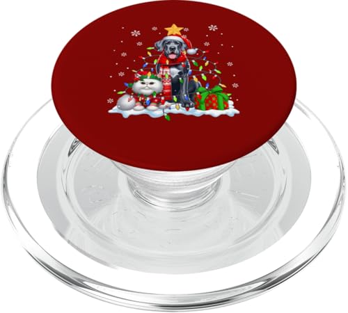 Santa Great Dane With Elf Cat Christmas Lights Owner Kids PopSockets PopGrip für MagSafe von Dog Christmas Costume