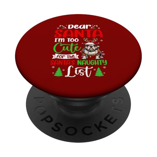 Too Cute For Santa's Naughty List Xmas Santa Bulldog PopSockets Klebender PopGrip von Dog Christmas Costume