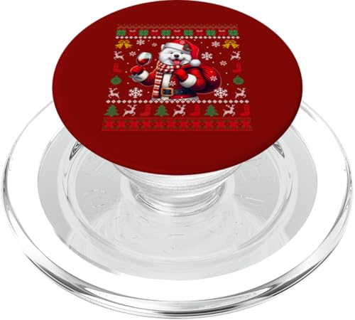 Weihnachtsmann-Samoyed trinkt Wein für Besitzer von Drunker Lover PopSockets PopGrip für MagSafe von Dog Christmas Costume