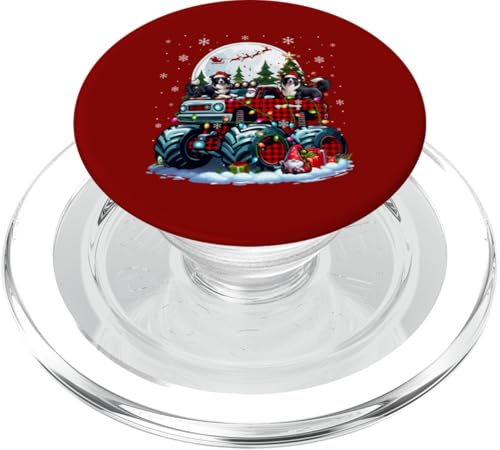 Zwei Santa Border Collies auf Monster Truck Santa Gnome Besitzer PopSockets PopGrip für MagSafe von Dog Christmas Costume