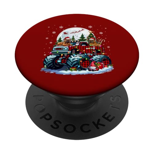 Zwei Santa Shar-Peis auf einem Monster Truck Santa Gnome-Besitzer PopSockets Klebender PopGrip von Dog Christmas Costume