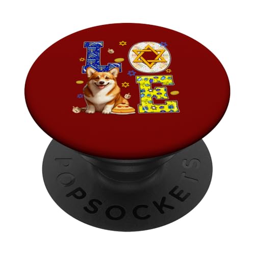 LOVE Chanukkah Corgi Kostüm jüdische Symbole Besitzer Kinder PopSockets Klebender PopGrip von Dog Hanukkah Costume